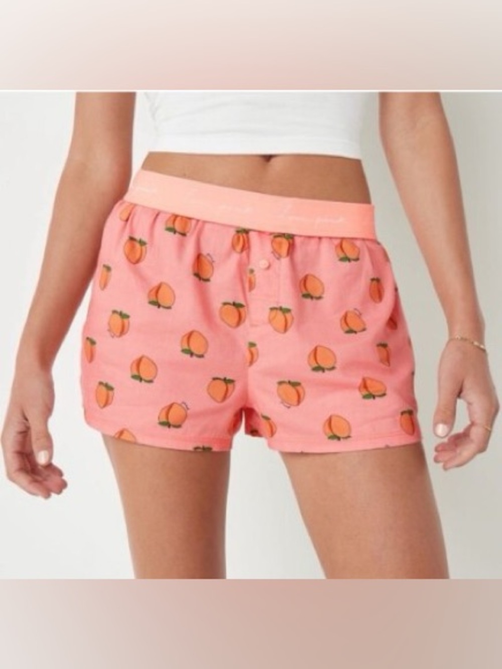 PINK Victoria's Secret Flannel Sleep Boxy Shortie Guava Peach NWOT Size XXL